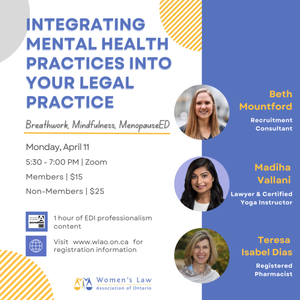 April 11, 2022 - Integrating Mental Health Practices into your Legal Practice